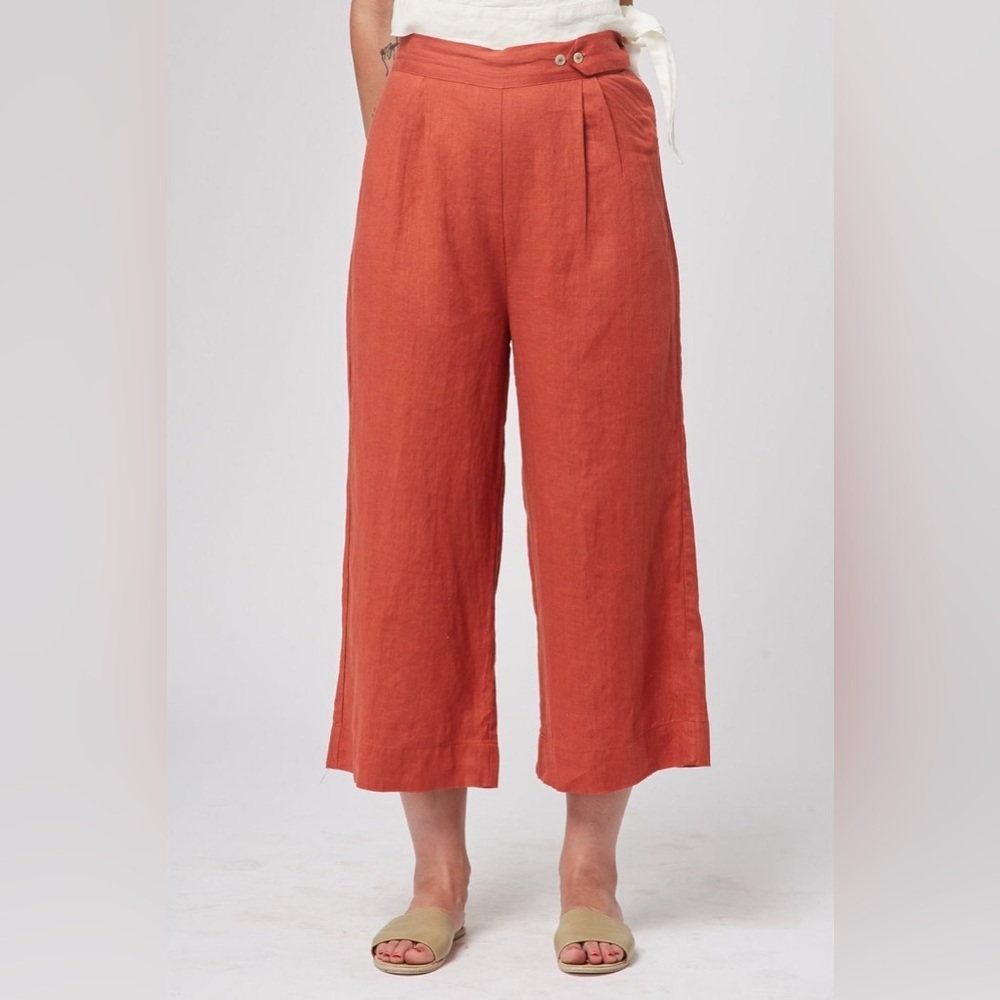 Sugar Candy Mountain Chiara Pant Brick Red Wide Leg Linen Women’s L Large
